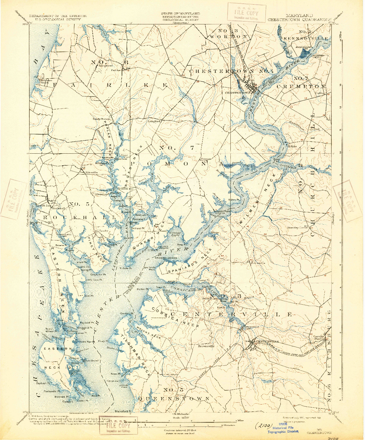 USGS 1:62500-SCALE QUADRANGLE FOR CHESTERTOWN, MD 1901