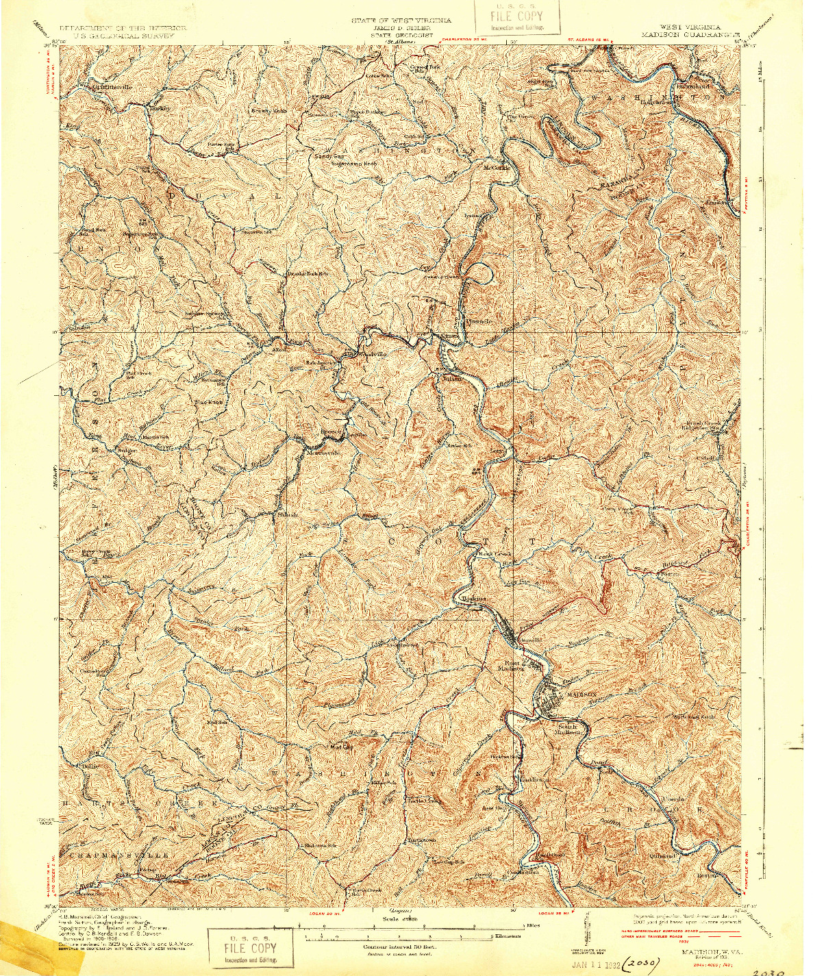 USGS 1:62500-SCALE QUADRANGLE FOR MADISON, WV 1931