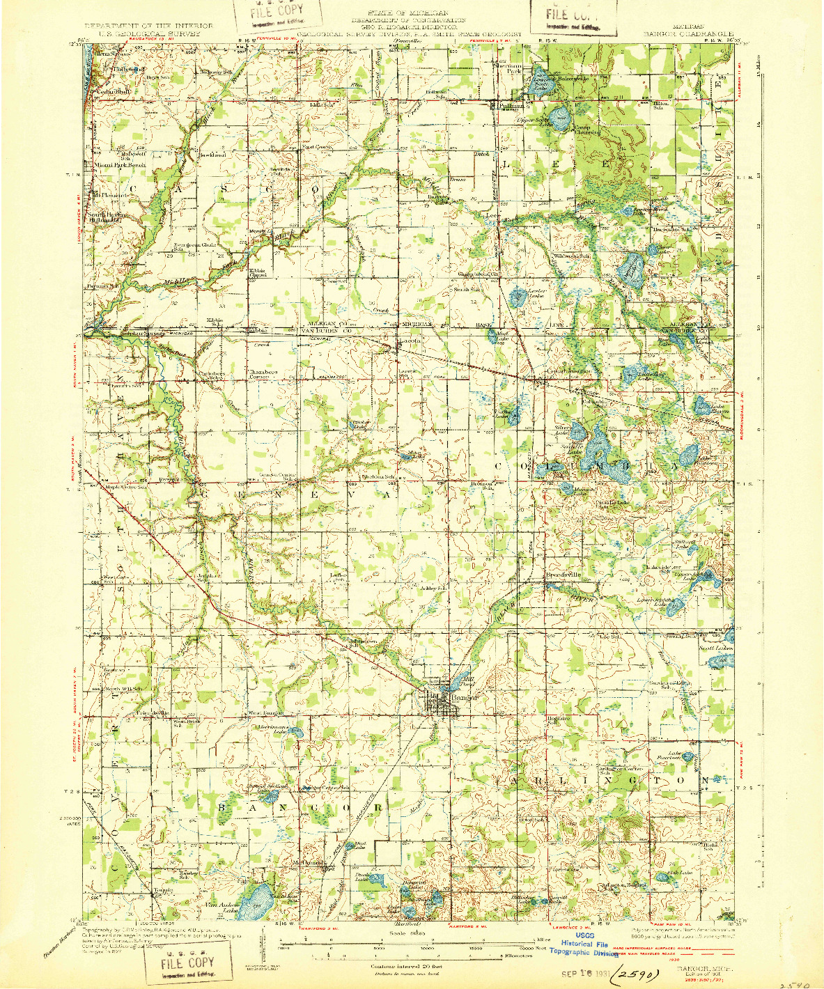USGS 1:62500-SCALE QUADRANGLE FOR BANGOR, MI 1931