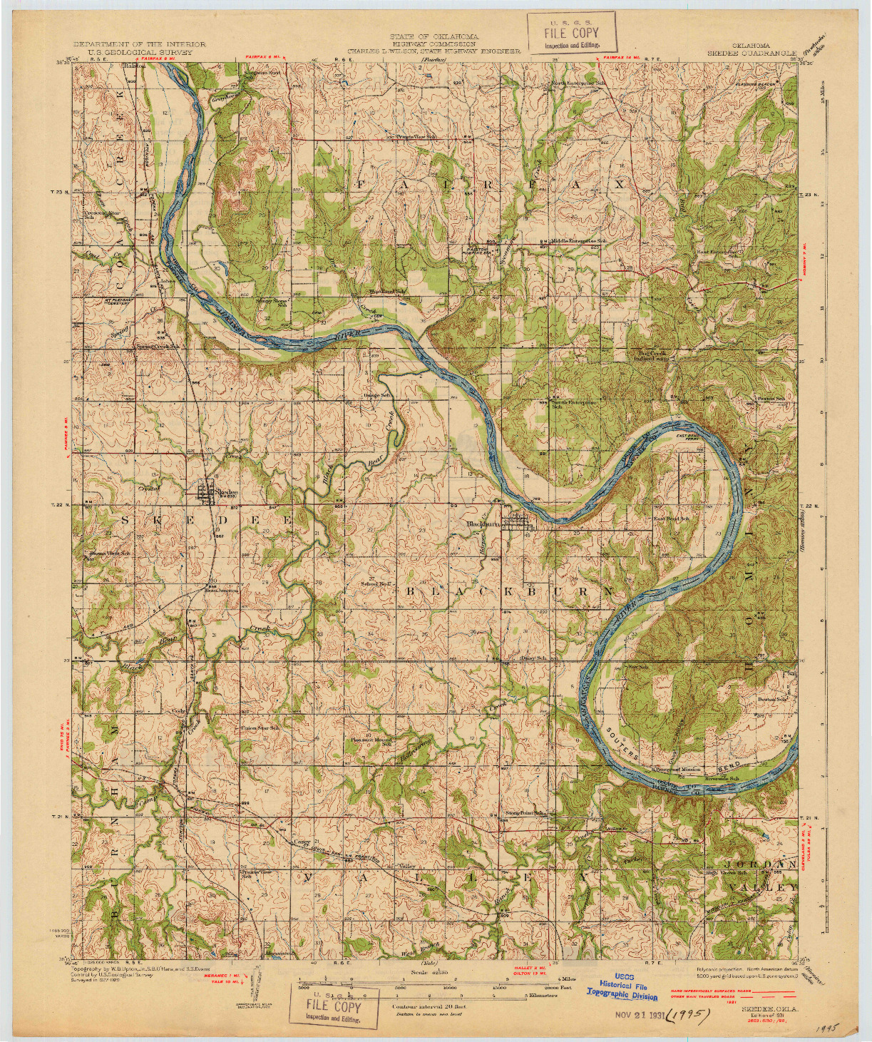 USGS 1:62500-SCALE QUADRANGLE FOR SKEDEE, OK 1931