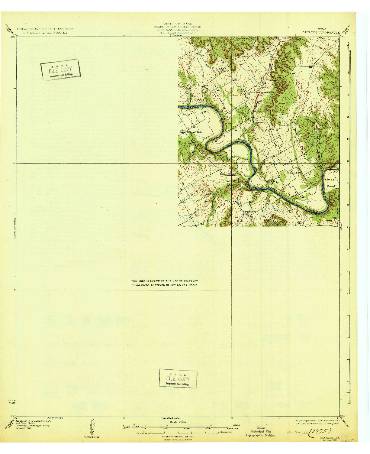 USGS 1:62500-SCALE QUADRANGLE FOR MORGAN, TX 1931
