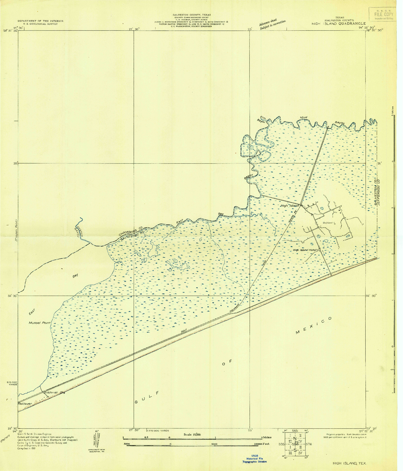 USGS 1:24000-SCALE QUADRANGLE FOR HIGH ISLAND, TX 1931