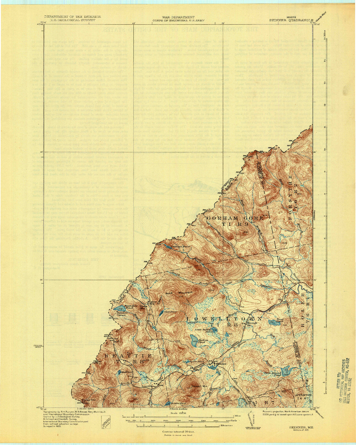 USGS 1:62500-SCALE QUADRANGLE FOR SKINNER, ME 1931