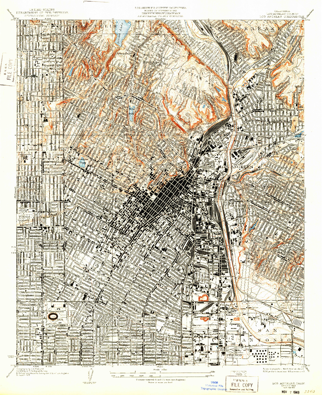 USGS 1:24000-SCALE QUADRANGLE FOR LOS ANGELES, CA 1928