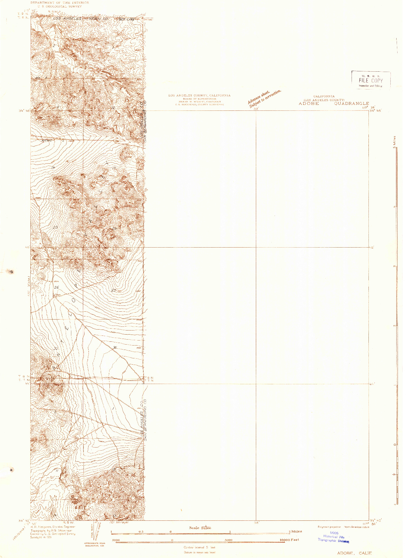 USGS 1:24000-SCALE QUADRANGLE FOR ADOBE, CA 1931