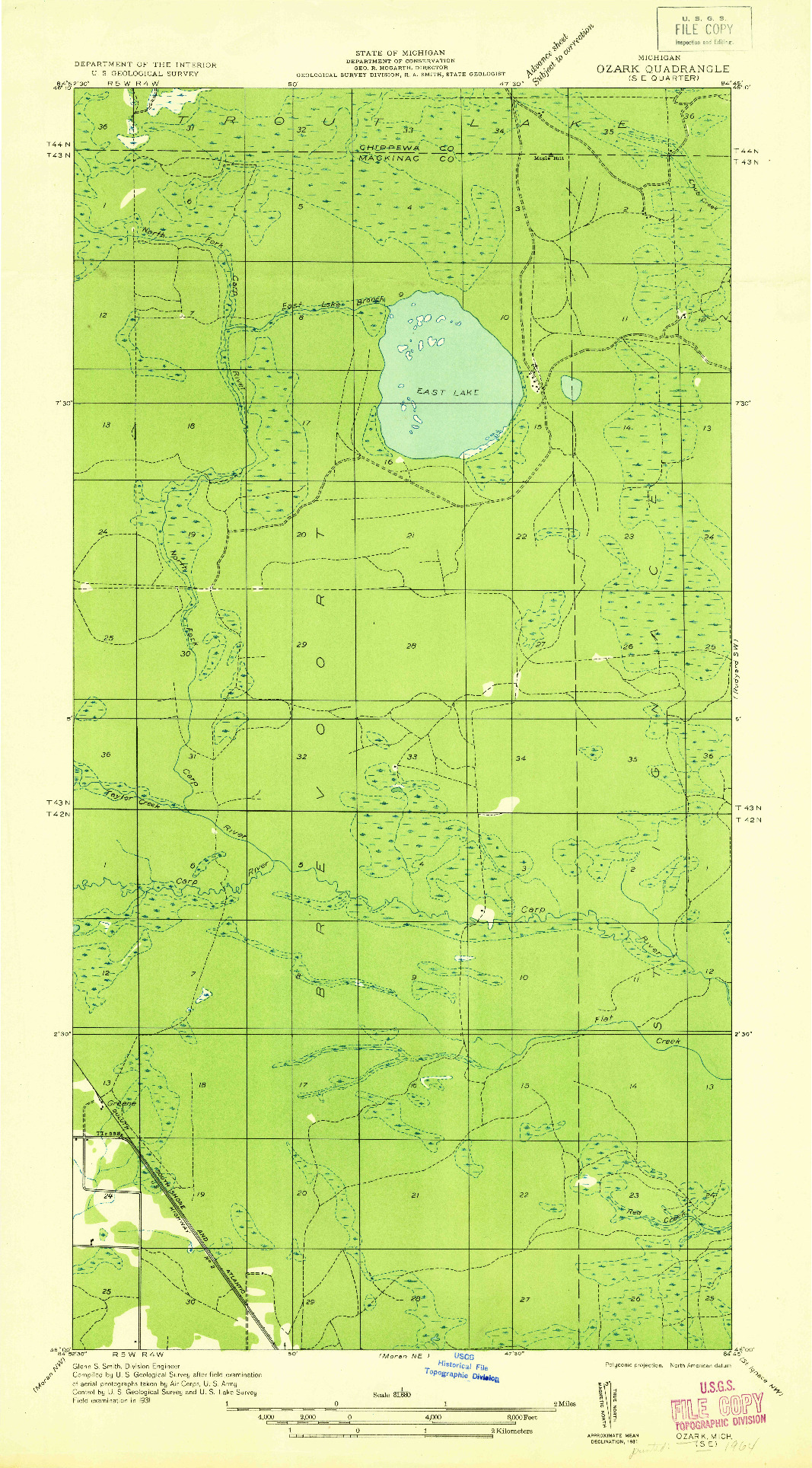 USGS 1:31680-SCALE QUADRANGLE FOR OZARK SE, MI 1931
