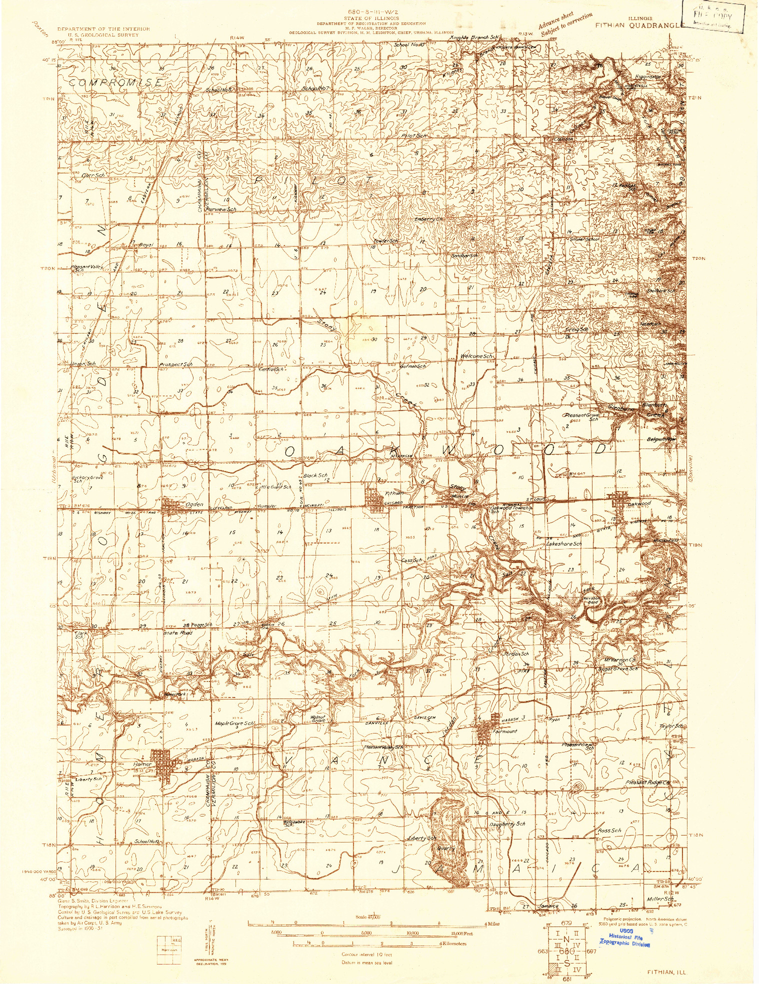 USGS 1:48000-SCALE QUADRANGLE FOR FITHIAN, IL 1931
