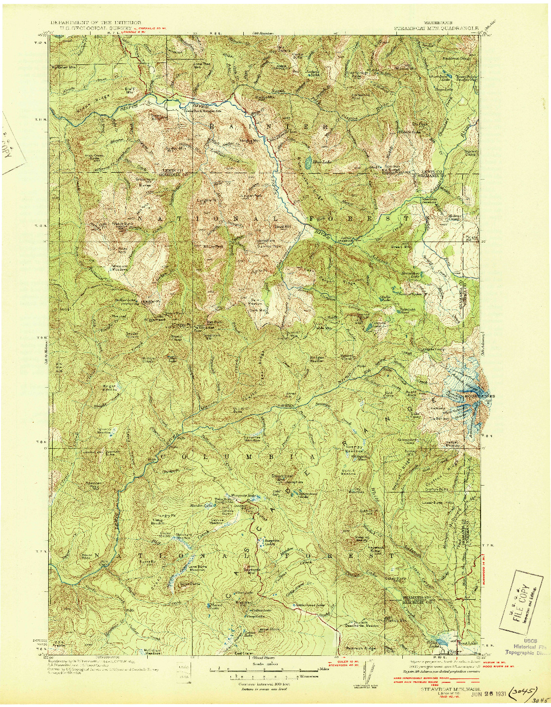 USGS 1:125000-SCALE QUADRANGLE FOR STEAMBOAT MTN, WA 1931