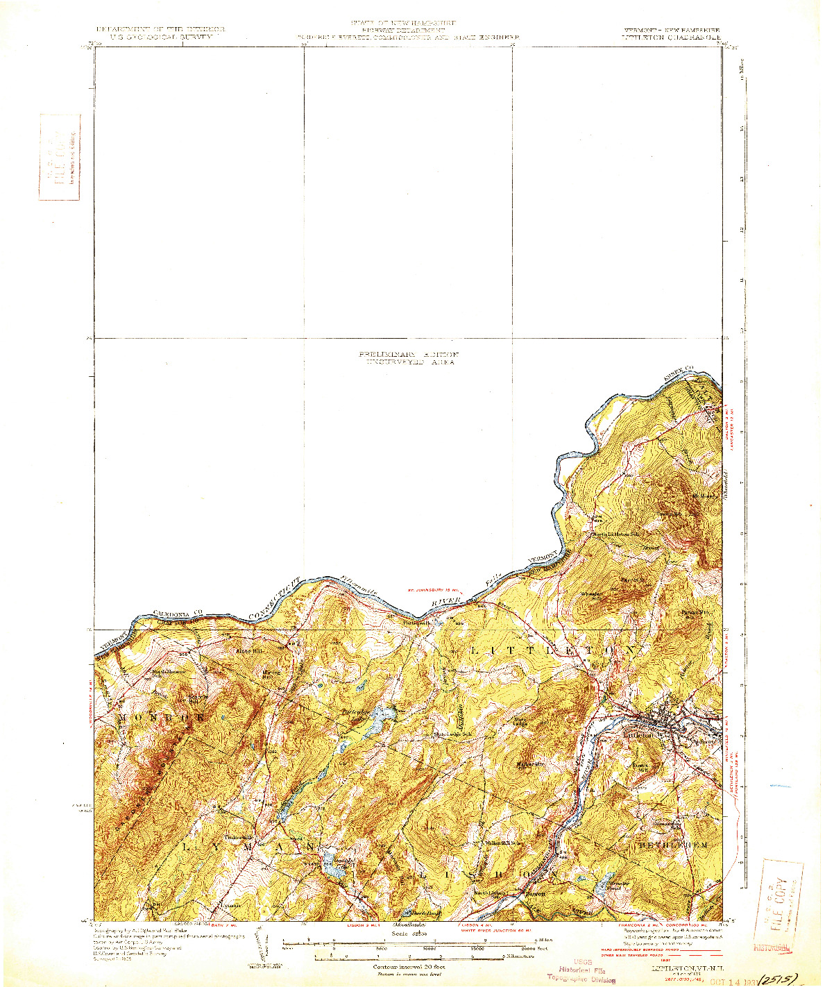 USGS 1:62500-SCALE QUADRANGLE FOR LITTLETON, VT 1931