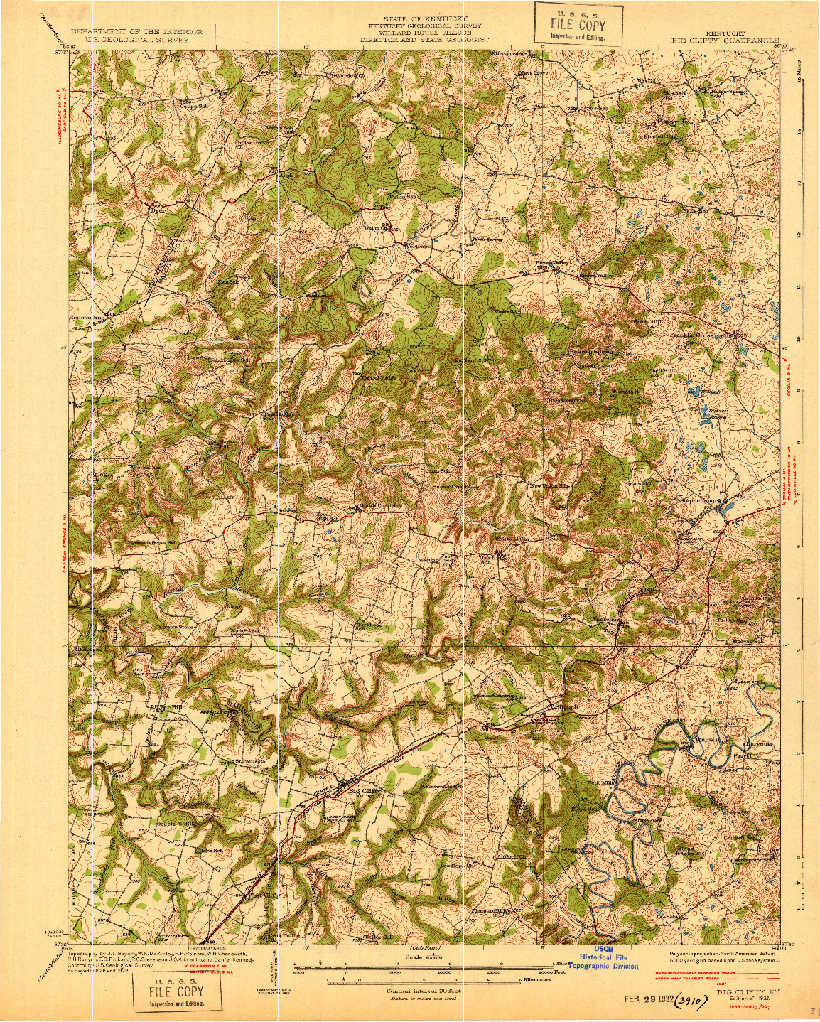 USGS 1:62500-SCALE QUADRANGLE FOR BIG CLIFTY, KY 1932