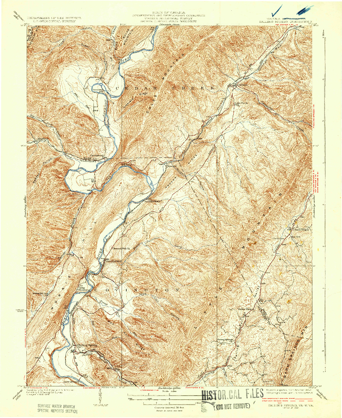 USGS 1:31680-SCALE QUADRANGLE FOR FALLING SPRING, VA 1932