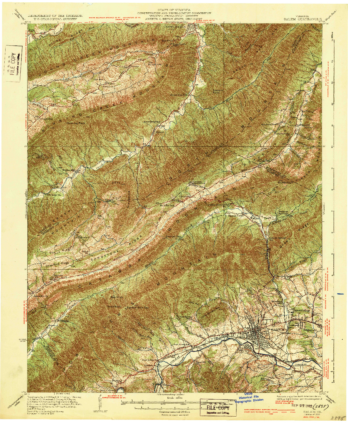 USGS 1:62500-SCALE QUADRANGLE FOR SALEM, VA 1932