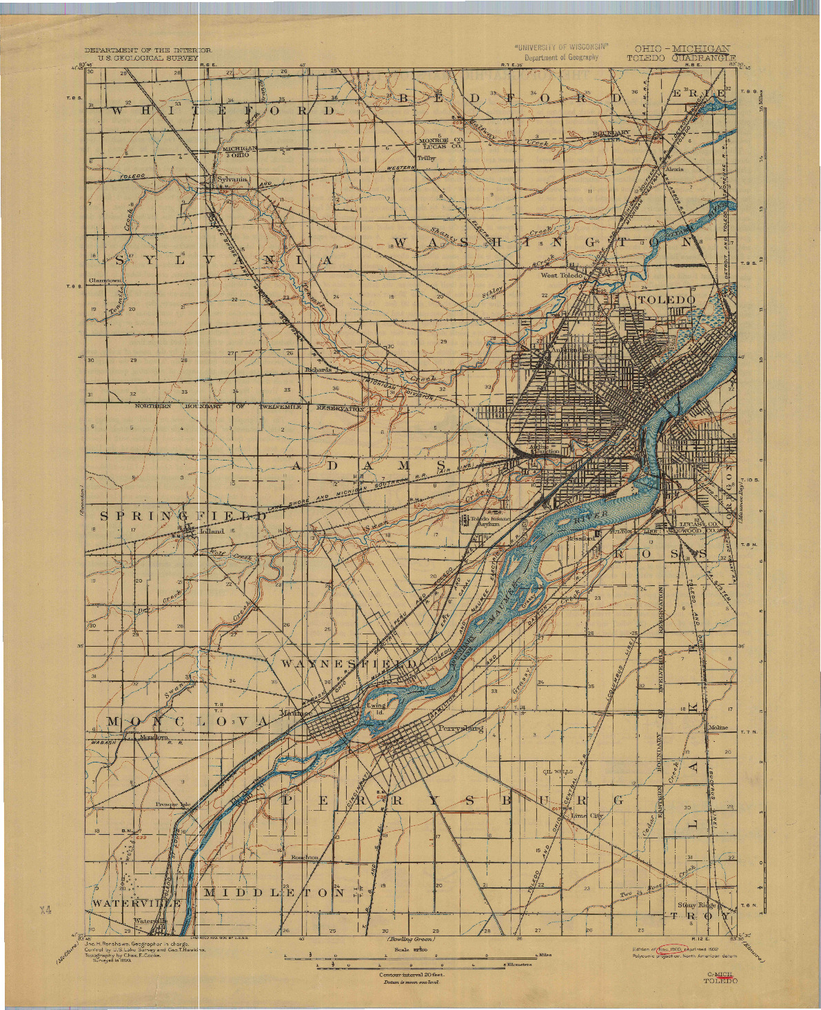 USGS 1:62500-SCALE QUADRANGLE FOR TOLEDO, OH 1900