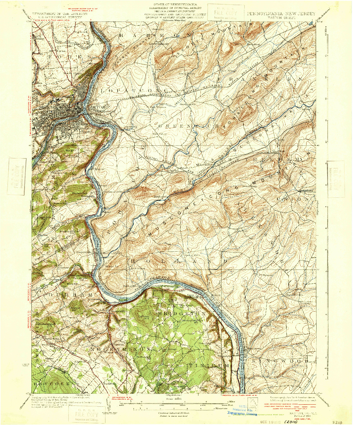 USGS 1:62500-SCALE QUADRANGLE FOR EASTON, PA 1932