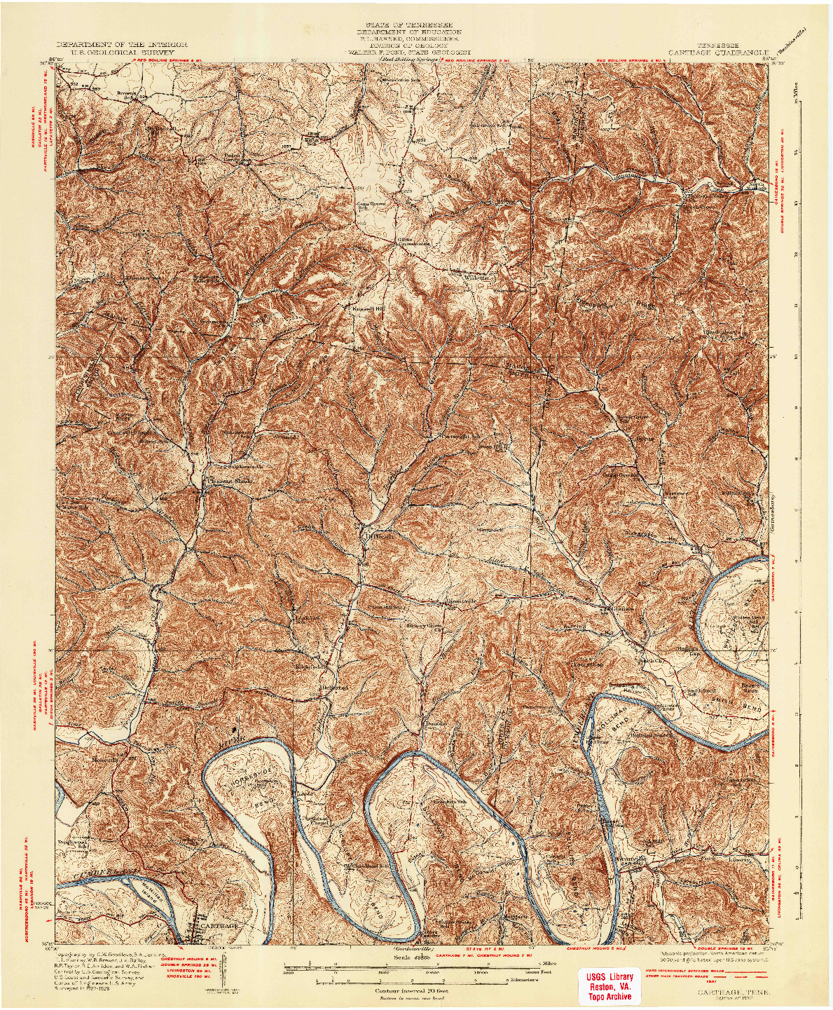 USGS 1:62500-SCALE QUADRANGLE FOR CARTHAGE, TN 1932
