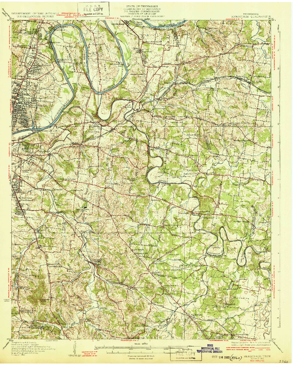 USGS 1:62500-SCALE QUADRANGLE FOR HERMITAGE, TN 1932