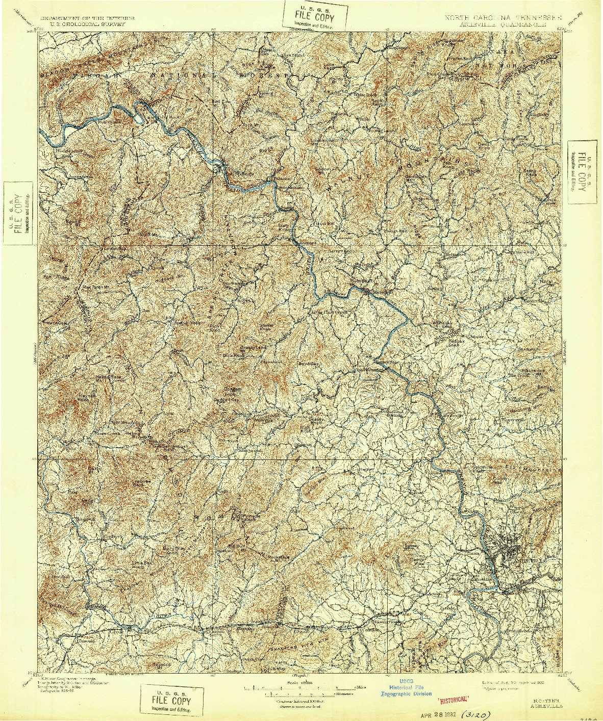 USGS 1:125000-SCALE QUADRANGLE FOR ASHEVILLE, NC 1901