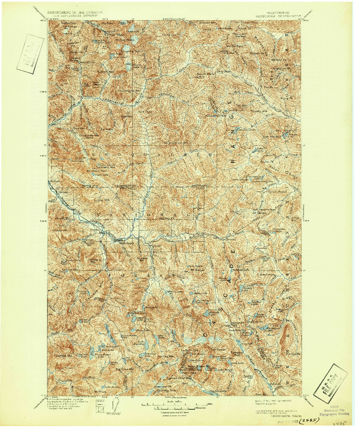 USGS 1:125000-SCALE QUADRANGLE FOR SKYKOMISH, WA 1905