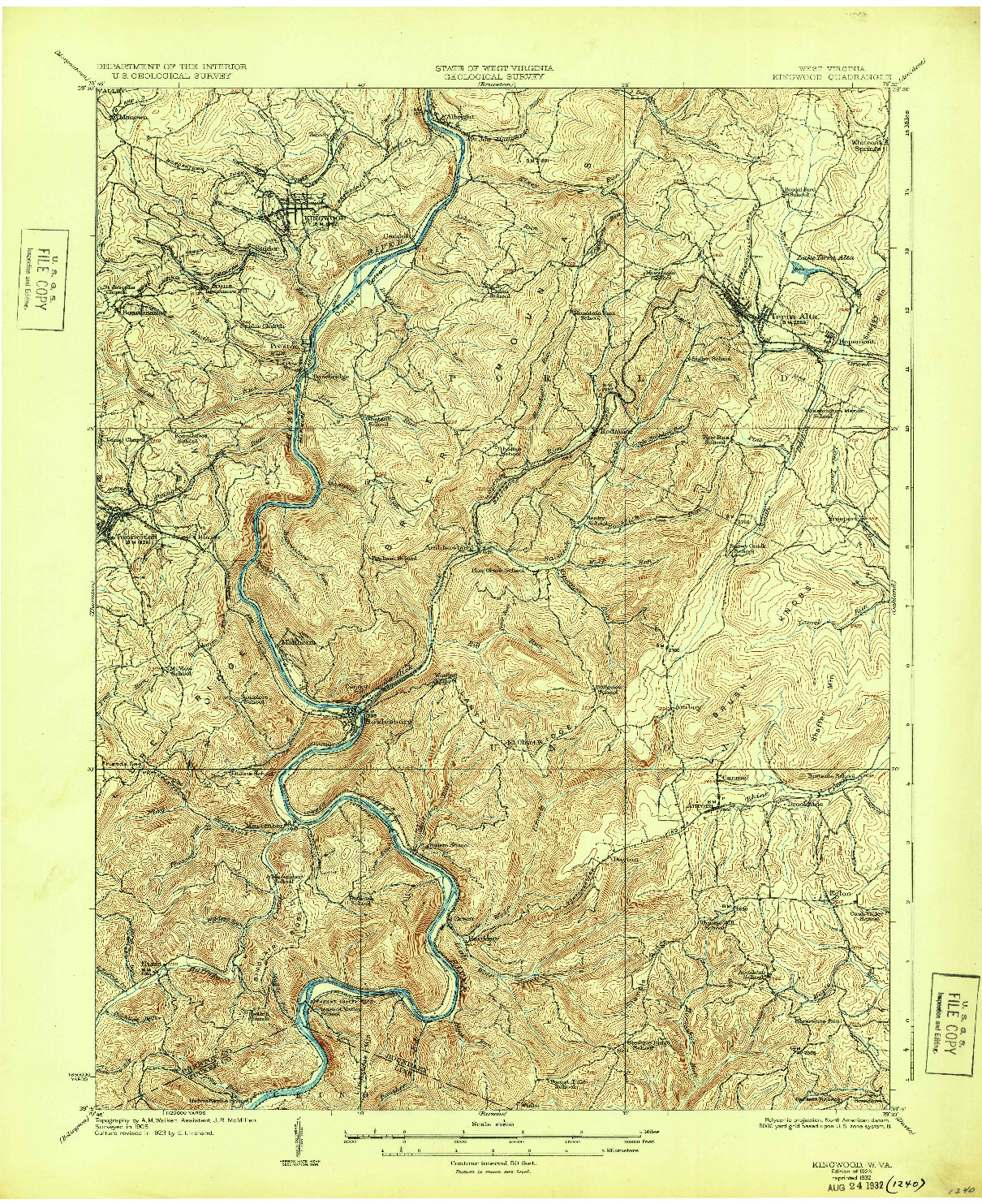 USGS 1:62500-SCALE QUADRANGLE FOR KINGWOOD, WV 1925