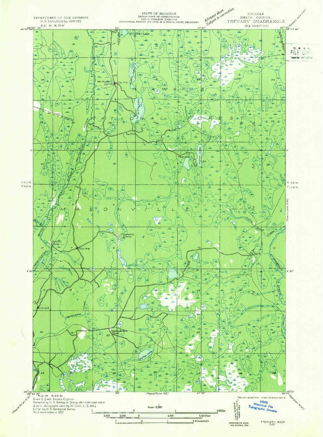 USGS 1:31680-SCALE QUADRANGLE FOR TRENARY SE, MI 1932