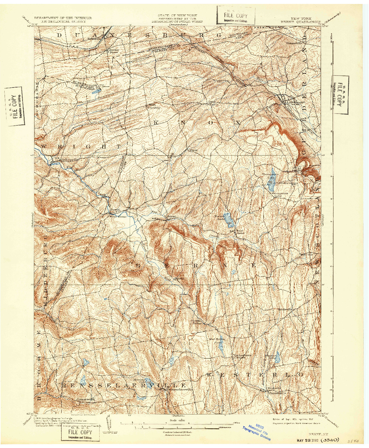 USGS 1:62500-SCALE QUADRANGLE FOR BERNE, NY 1903