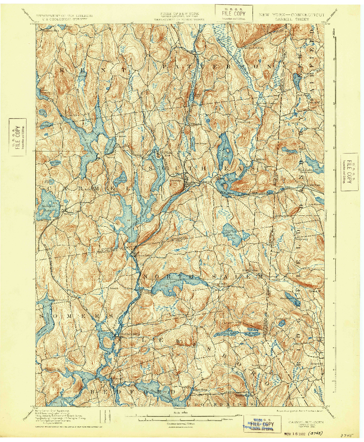USGS 1:62500-SCALE QUADRANGLE FOR CARMEL, NY 1928