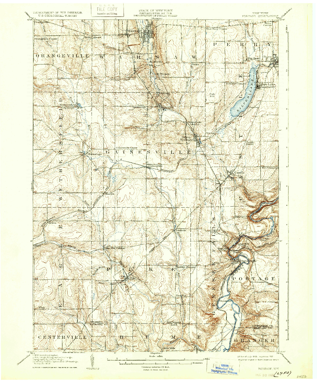USGS 1:62500-SCALE QUADRANGLE FOR PORTAGE, NY 1905