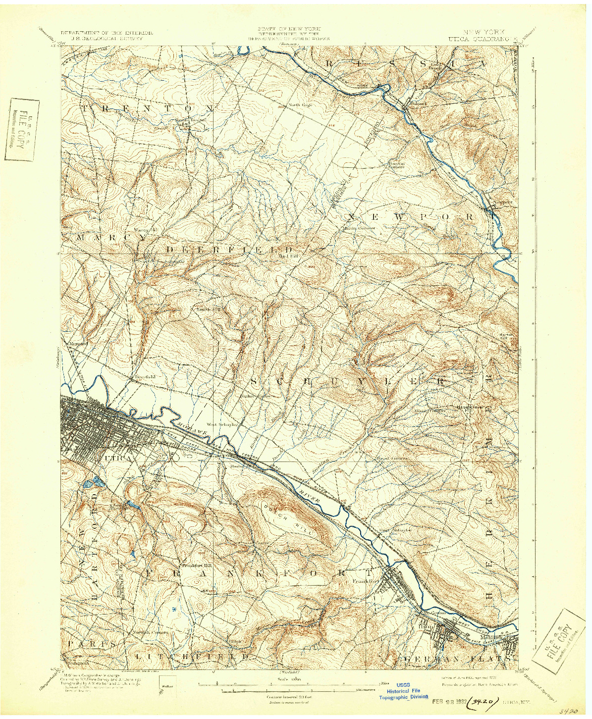 USGS 1:62500-SCALE QUADRANGLE FOR UTICA, NY 1900