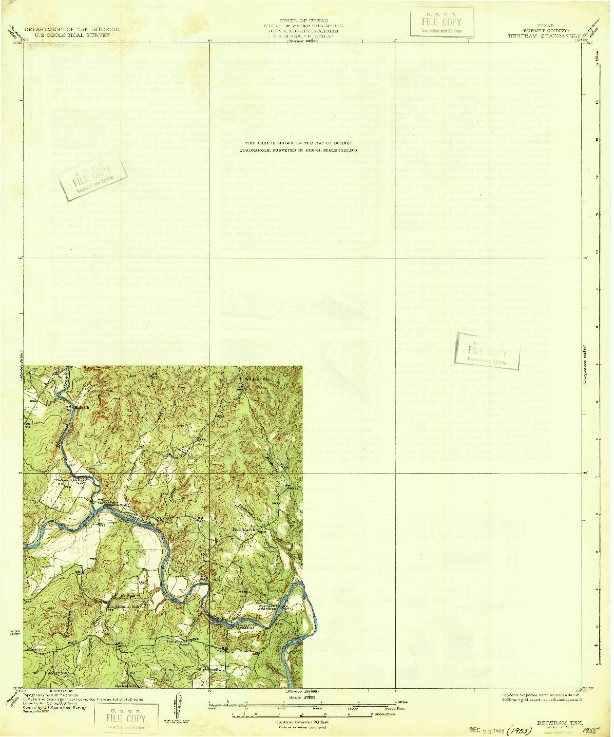 USGS 1:62500-SCALE QUADRANGLE FOR BERTRAM, TX 1932