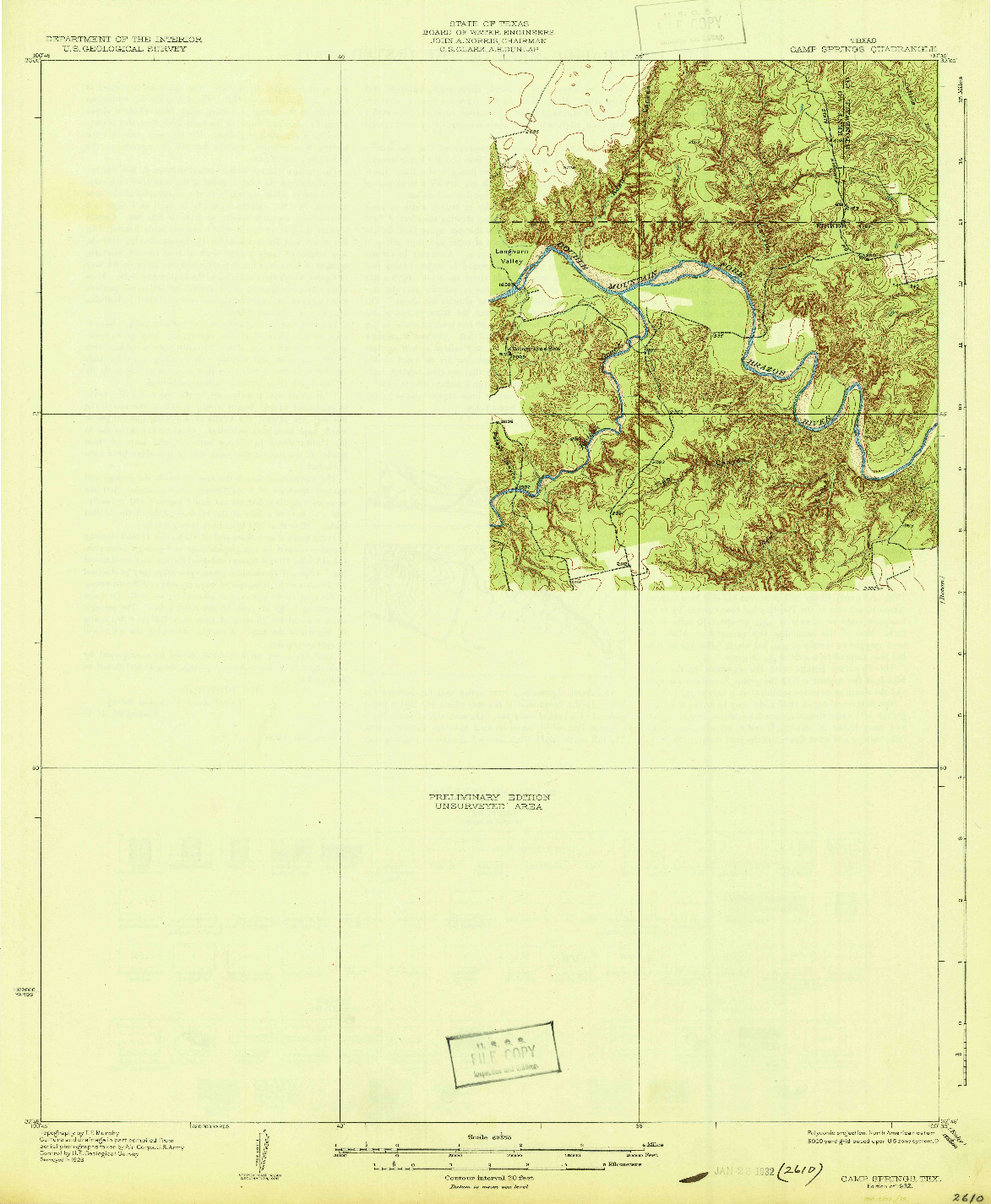 USGS 1:62500-SCALE QUADRANGLE FOR CAMP SPRINGS, TX 1932