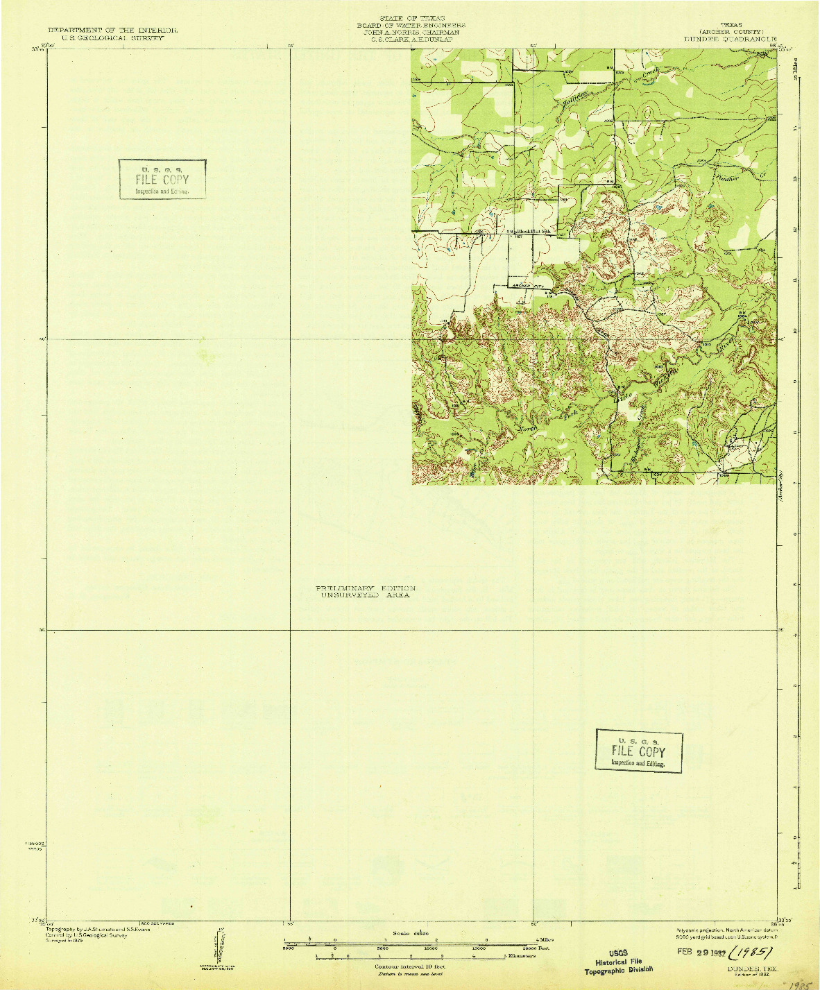 USGS 1:62500-SCALE QUADRANGLE FOR DUNDEE, TX 1932