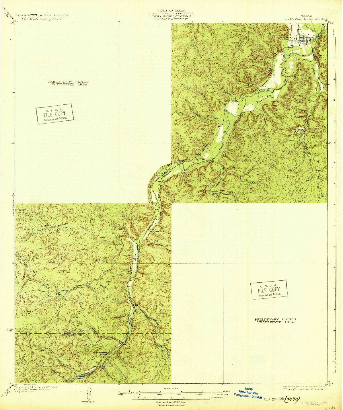 USGS 1:62500-SCALE QUADRANGLE FOR JUNCTION, TX 1932