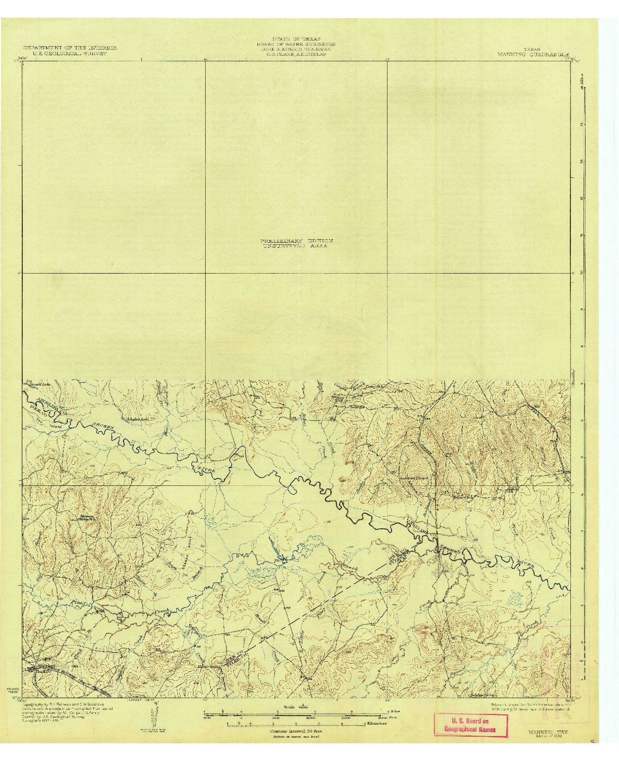 USGS 1:62500-SCALE QUADRANGLE FOR MANNING, TX 1932