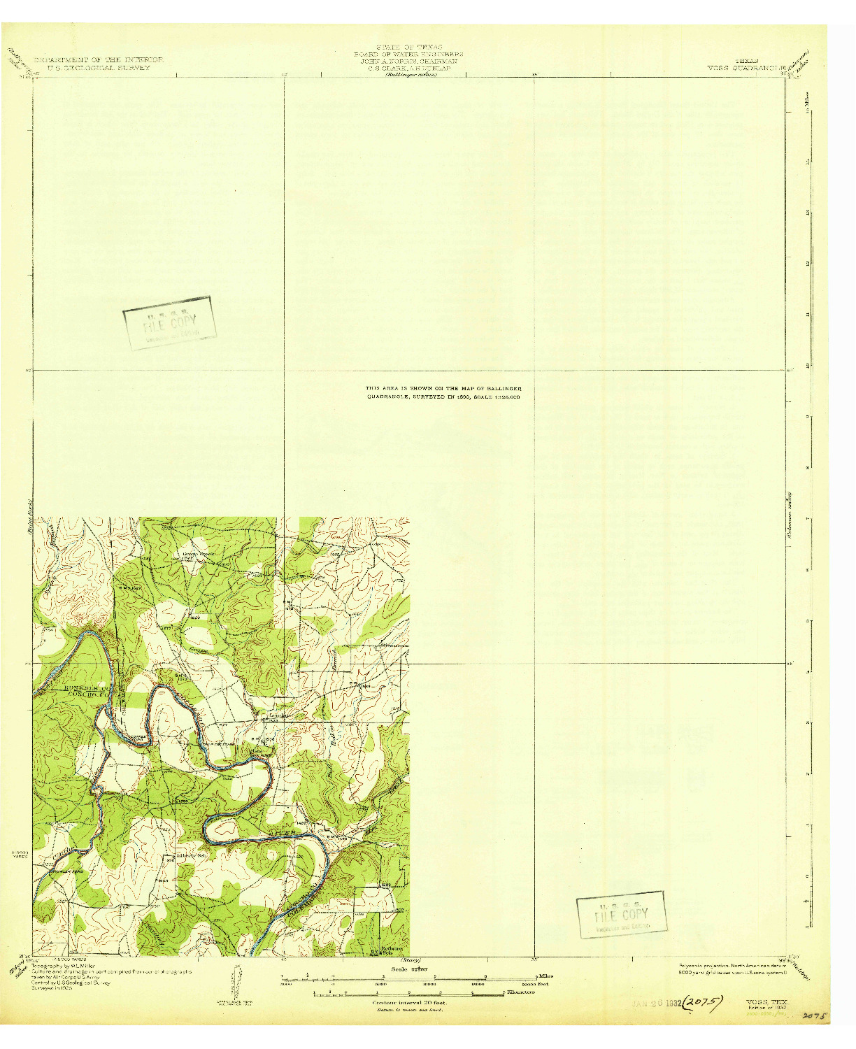 USGS 1:62500-SCALE QUADRANGLE FOR VOSS, TX 1932