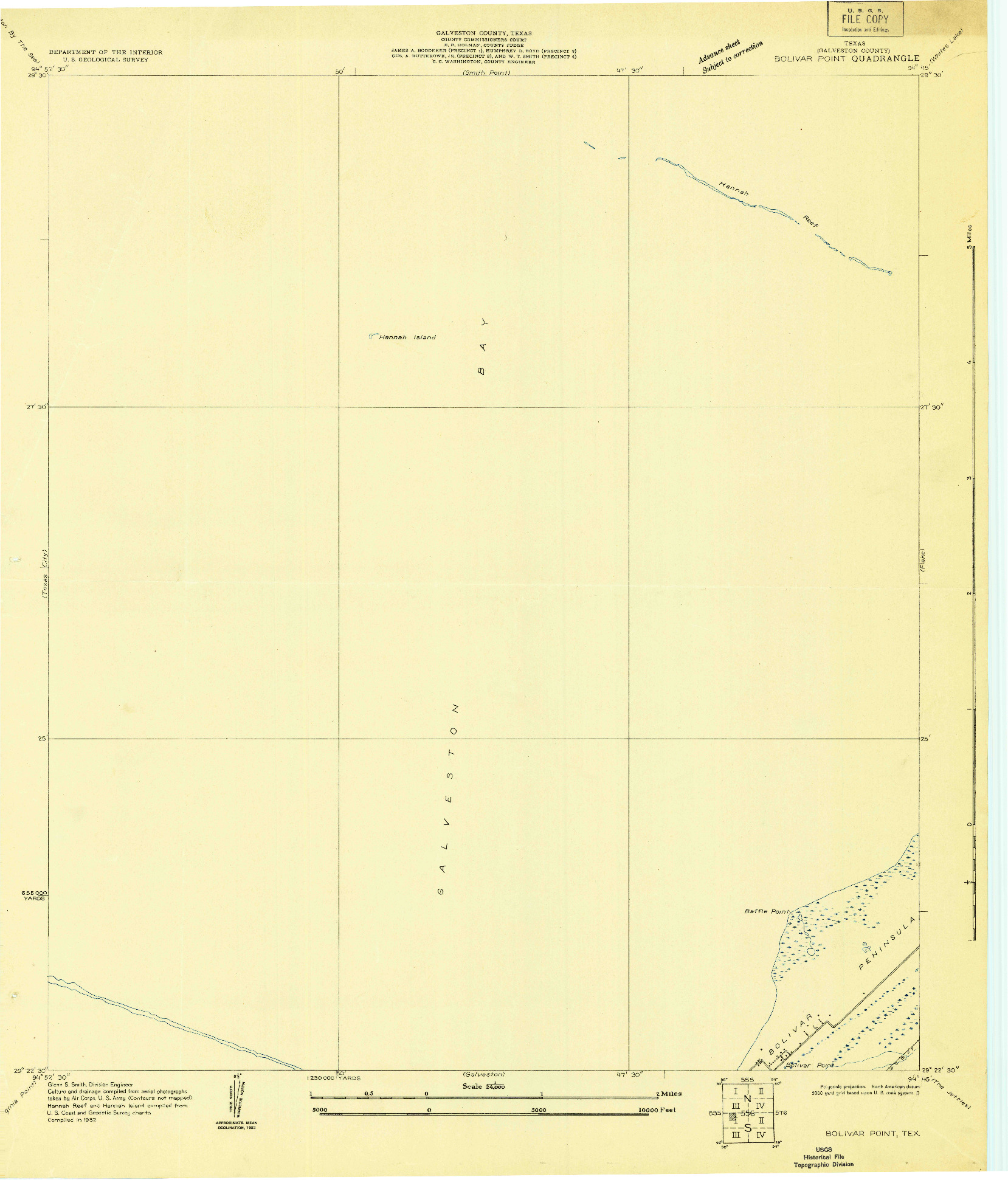 USGS 1:24000-SCALE QUADRANGLE FOR BOLIVAR POINT, TX 1932