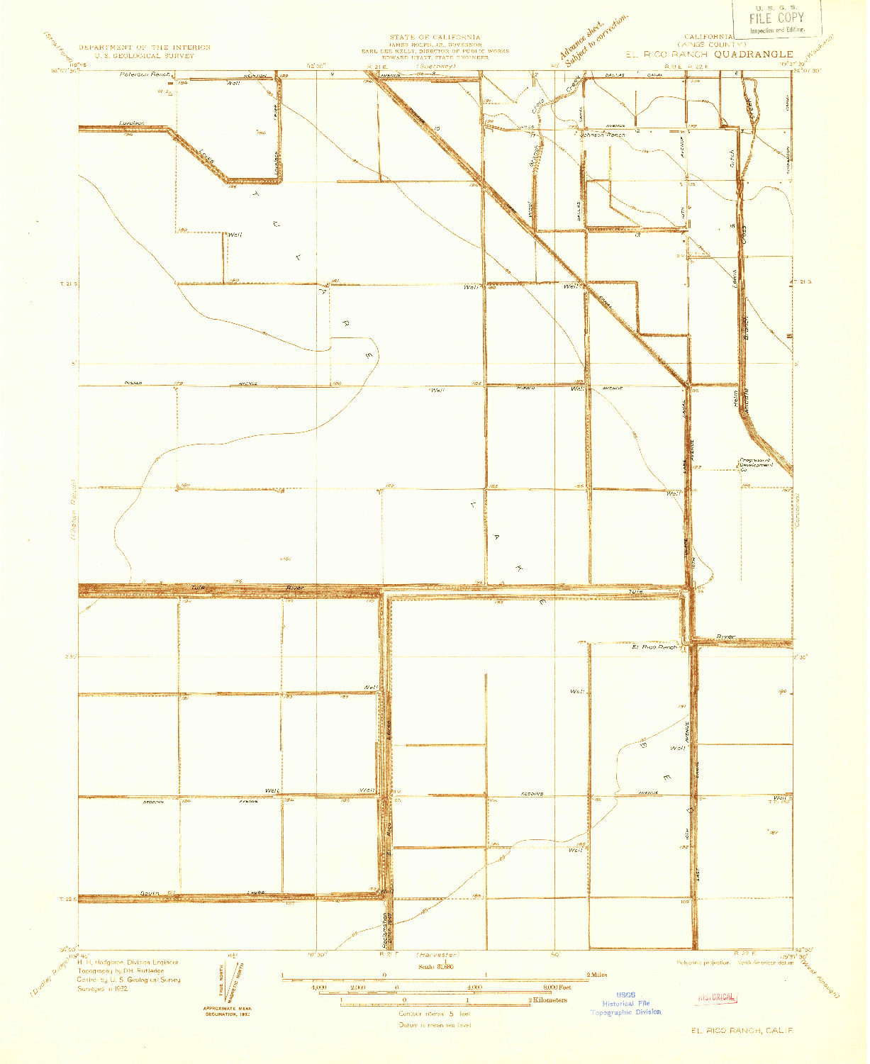 USGS 1:31680-SCALE QUADRANGLE FOR EL RICO RANCH, CA 1932