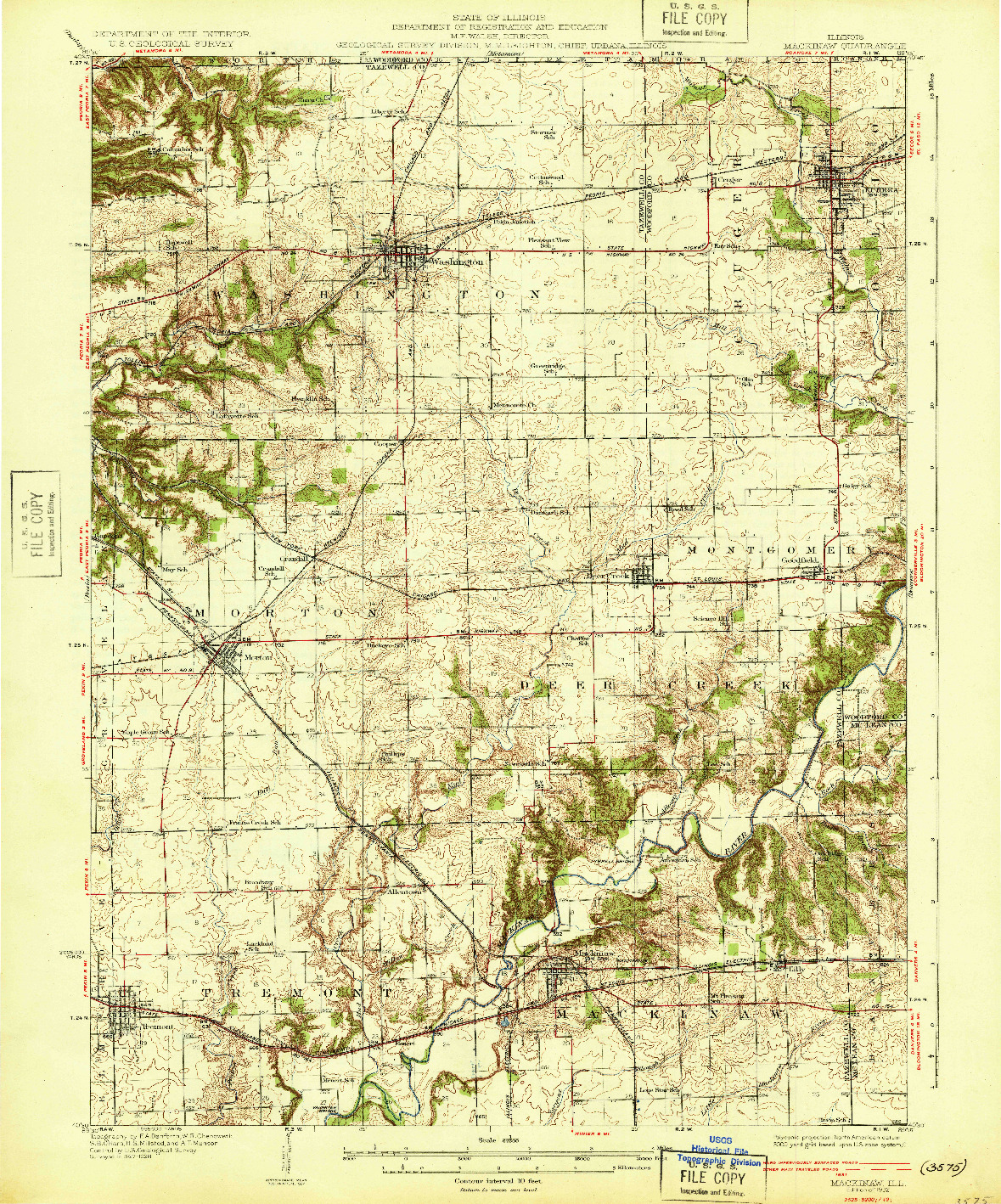 USGS 1:62500-SCALE QUADRANGLE FOR MACKINAW, IL 1932