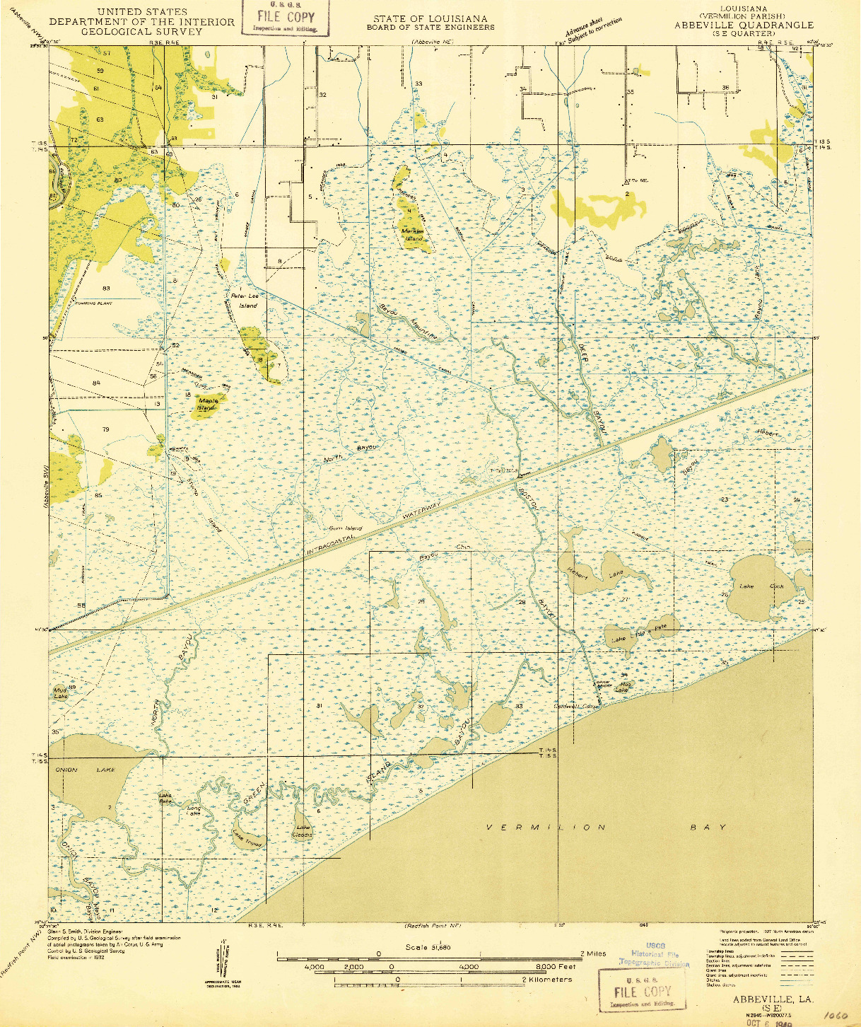 USGS 1:31680-SCALE QUADRANGLE FOR ABBEVILLE SE, LA 1932