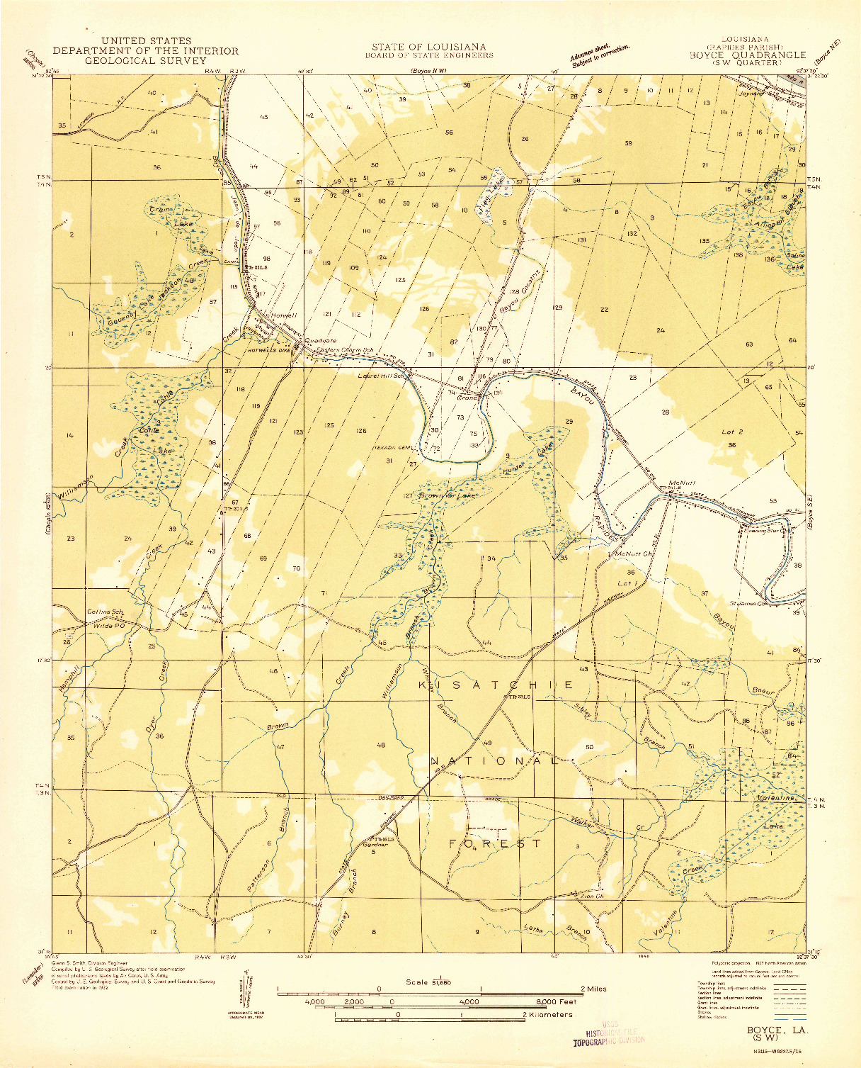 USGS 1:31680-SCALE QUADRANGLE FOR BOYCE SW, LA 1932