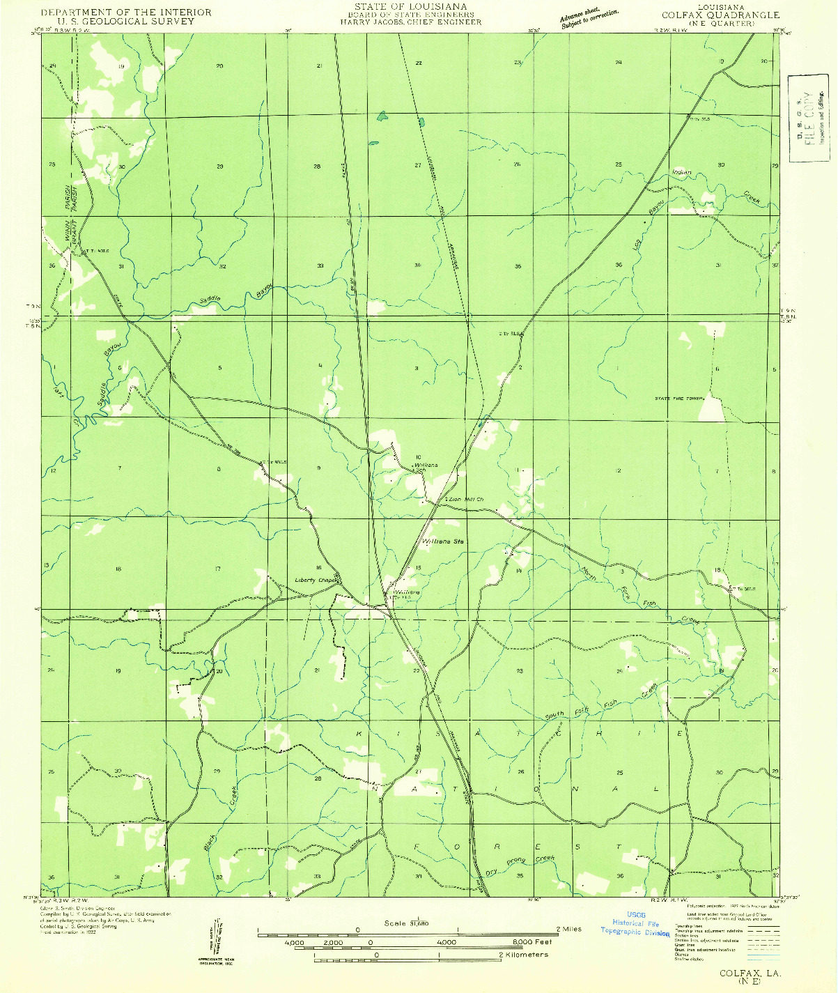 USGS 1:31680-SCALE QUADRANGLE FOR COLFAX NE, LA 1932