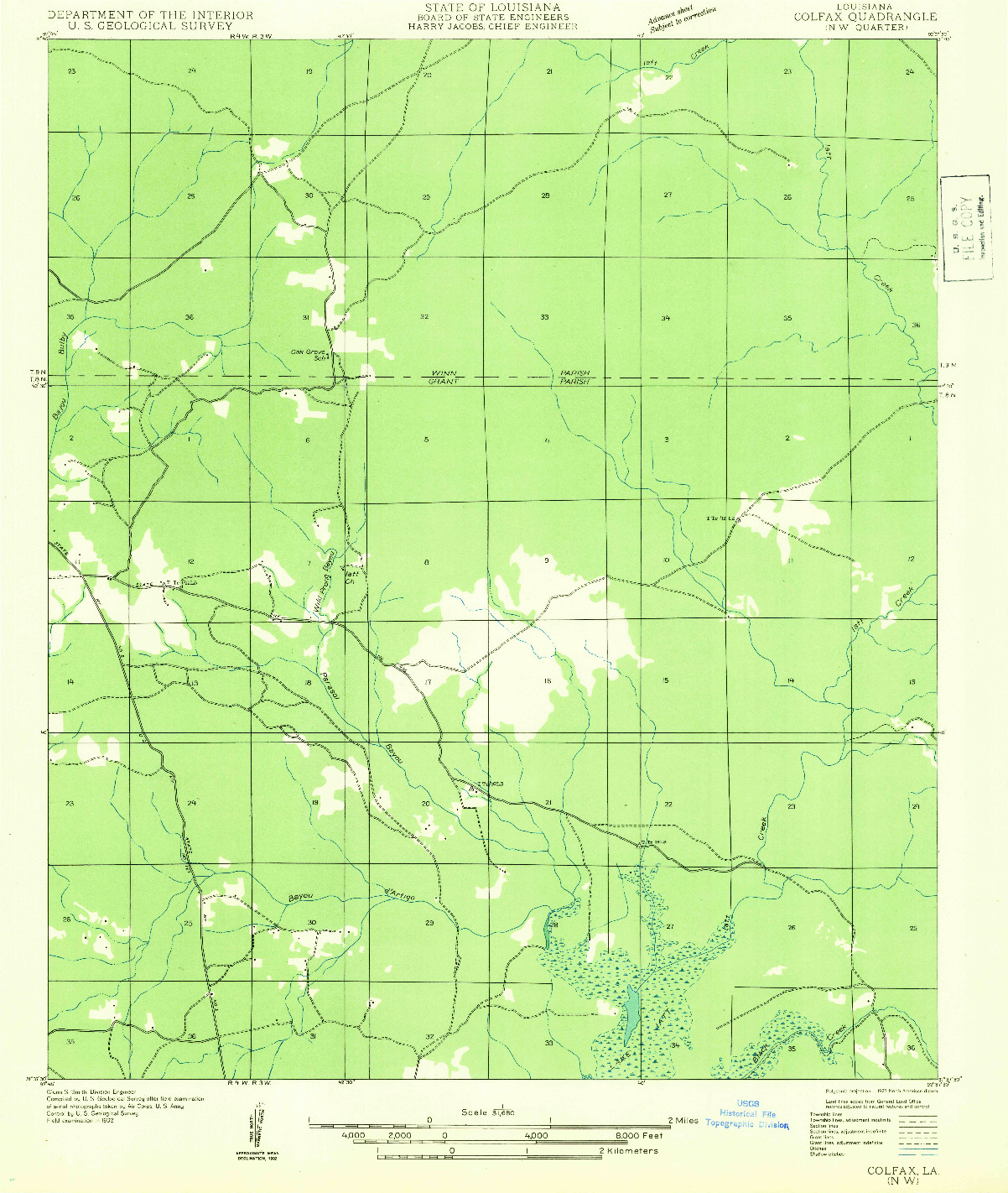 USGS 1:31680-SCALE QUADRANGLE FOR COLFAX NW, LA 1932