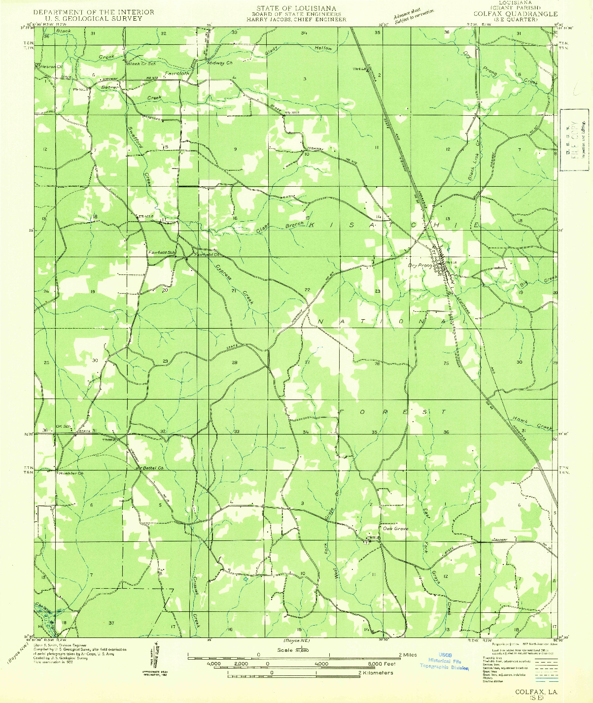 USGS 1:31680-SCALE QUADRANGLE FOR COLFAX SE, LA 1932
