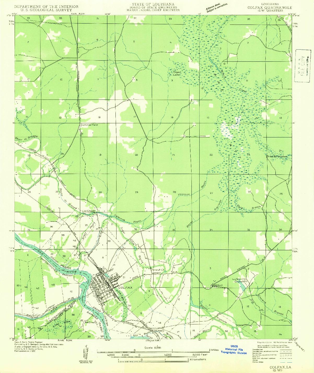 USGS 1:31680-SCALE QUADRANGLE FOR COLFAX SW, LA 1932