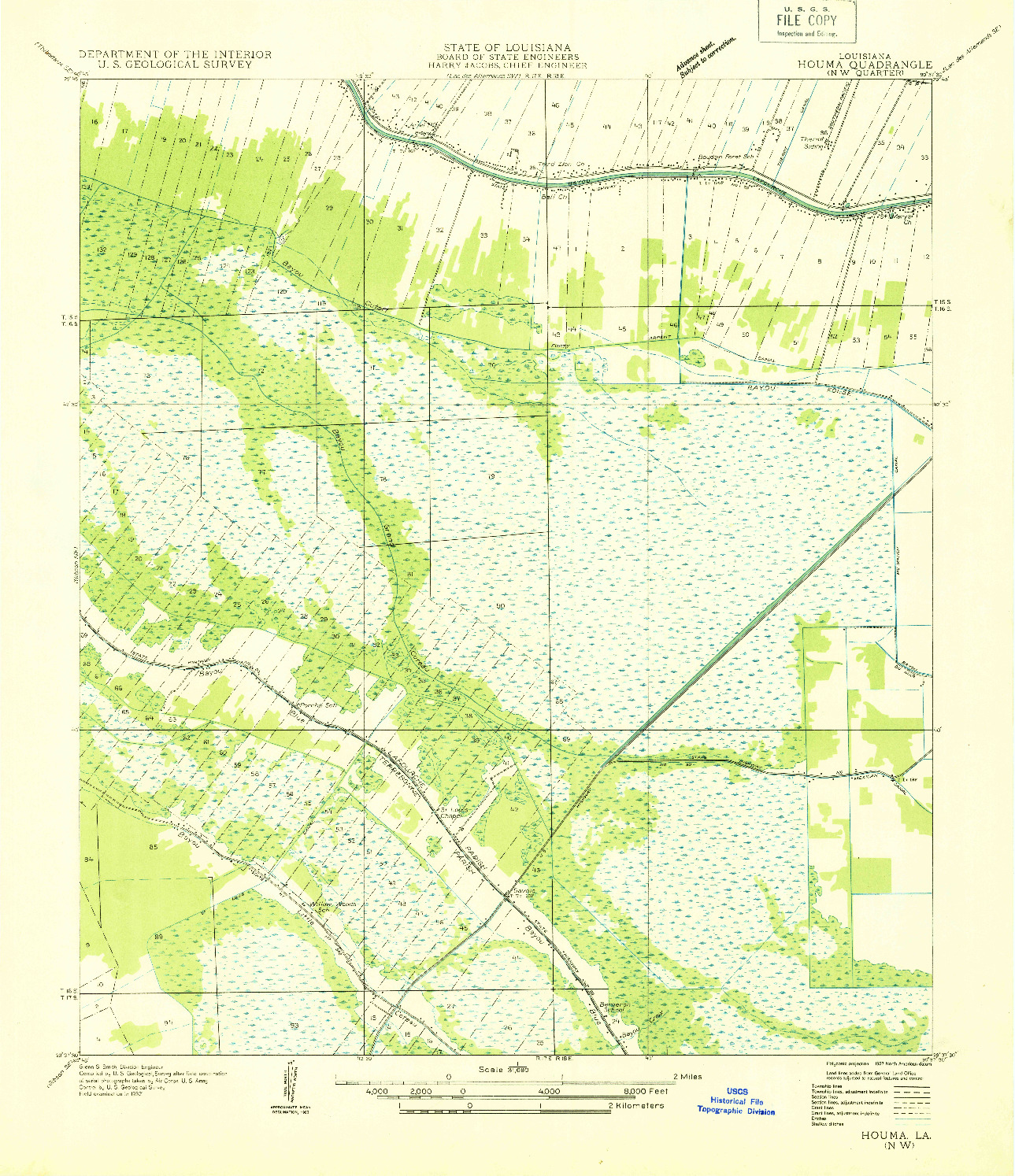 USGS 1:31680-SCALE QUADRANGLE FOR HOUMA NW, LA 1932