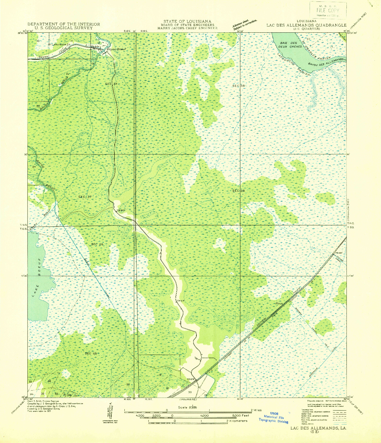 USGS 1:31680-SCALE QUADRANGLE FOR LAC DES ALLEMANDS SE, LA 1932