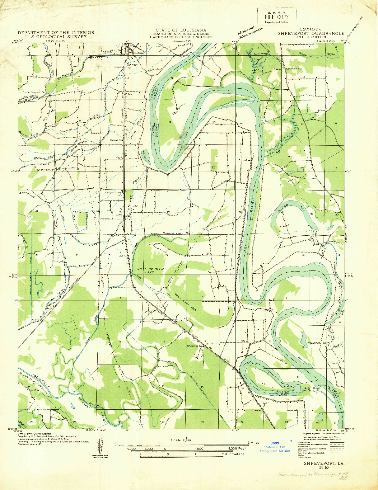 USGS 1:31680-SCALE QUADRANGLE FOR SHREVEPORT NE, LA 1932