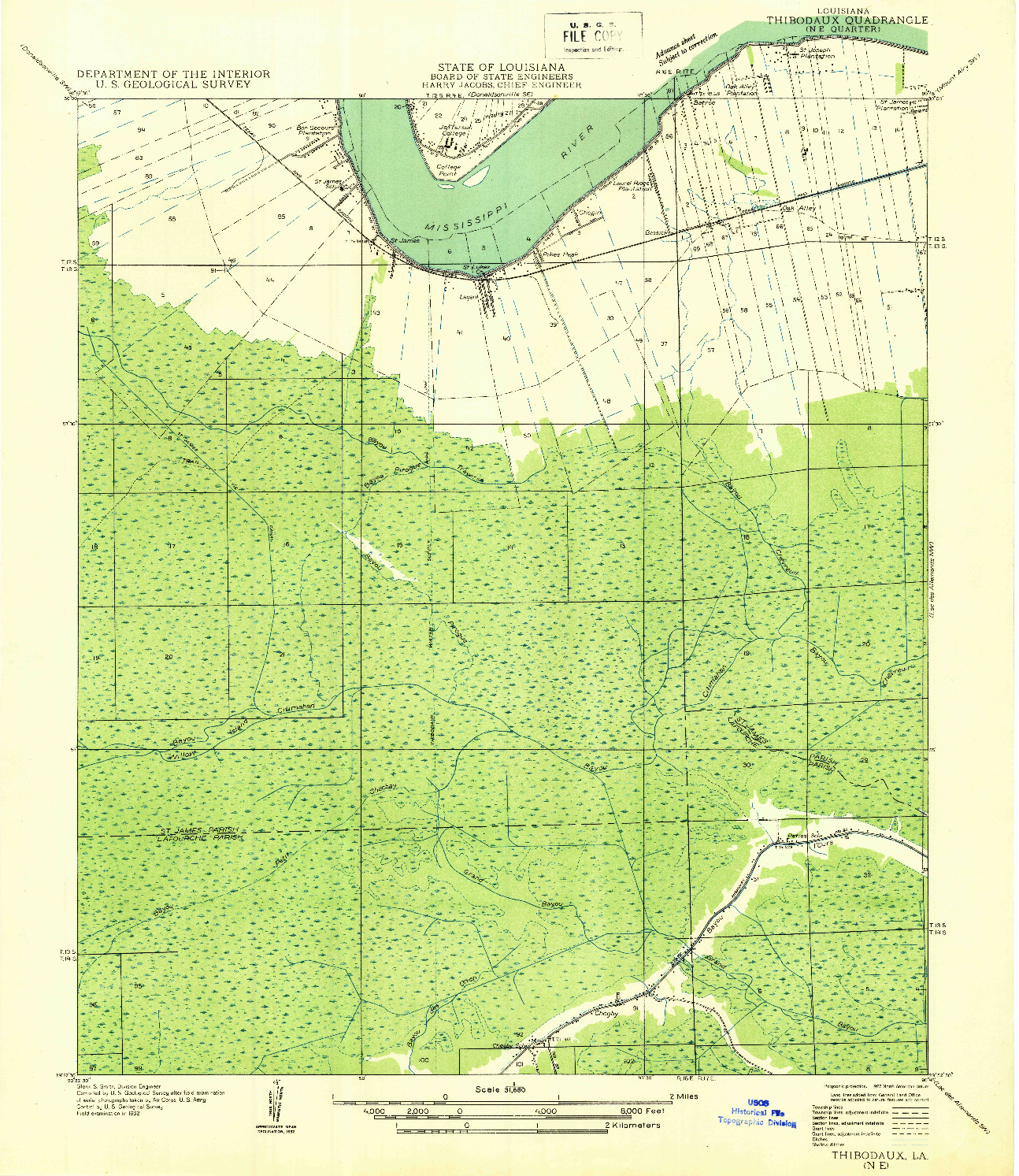 USGS 1:31680-SCALE QUADRANGLE FOR THIBODAUX NE, LA 1932