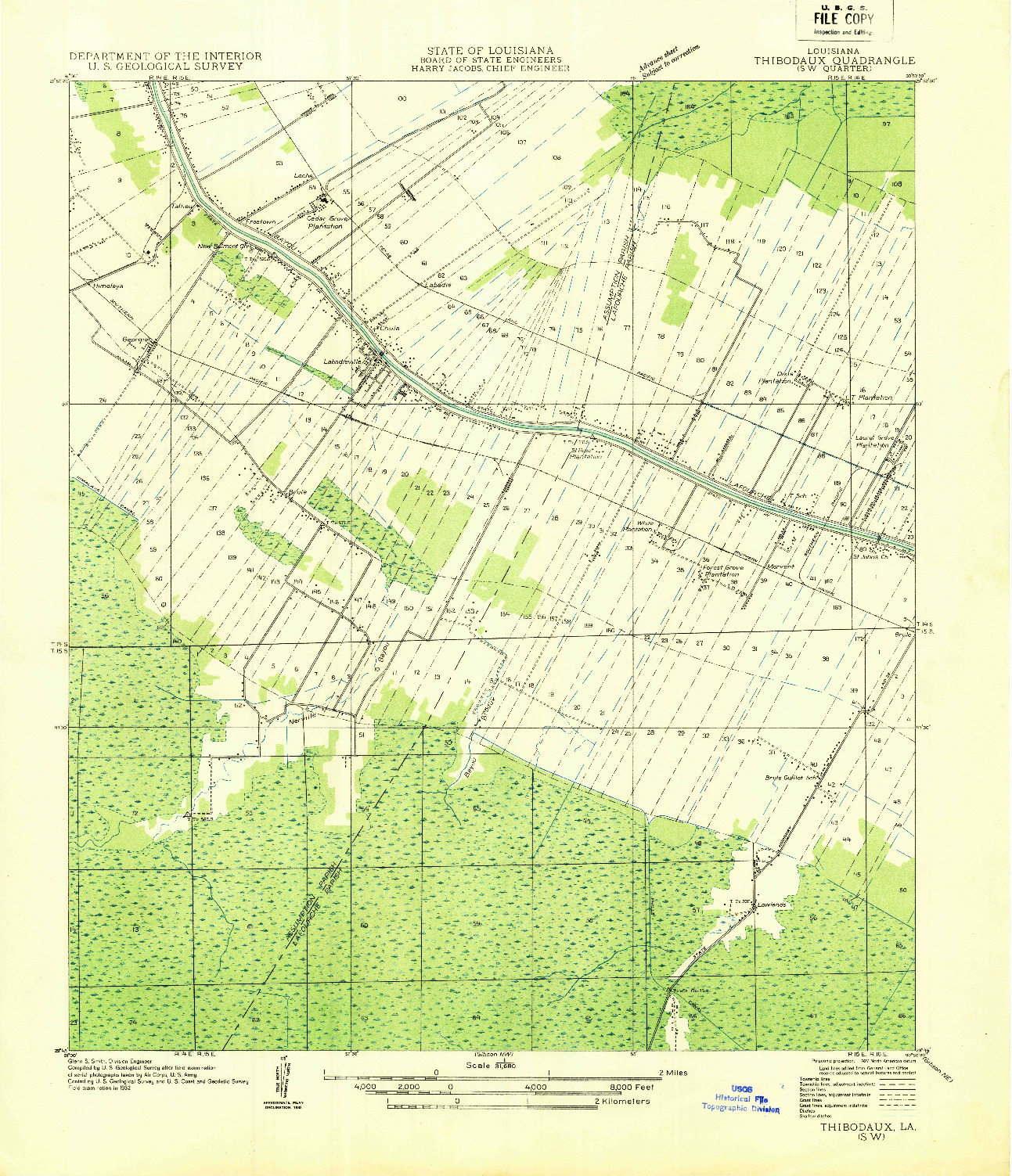 USGS 1:31680-SCALE QUADRANGLE FOR THIBODAUX SW, LA 1932