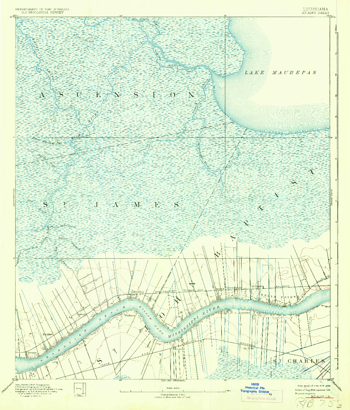 USGS 1:62500-SCALE QUADRANGLE FOR MOUNT AIRY, LA 1892