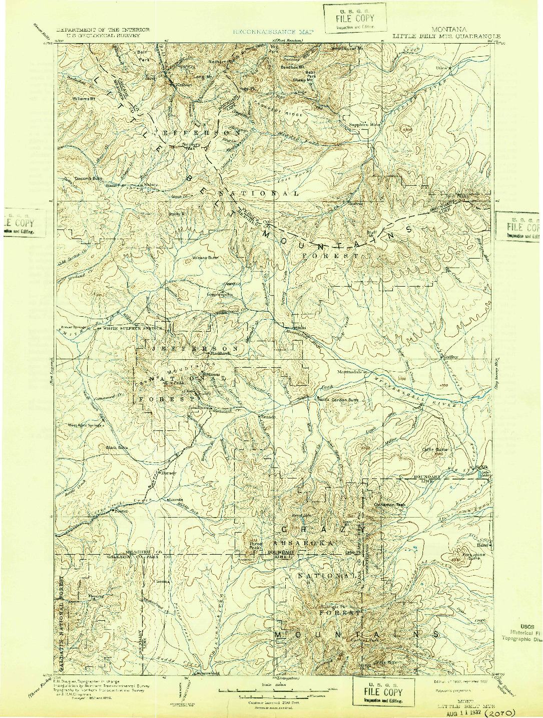 USGS 1:250000-SCALE QUADRANGLE FOR LITTLE BELT MTS., MT 1902